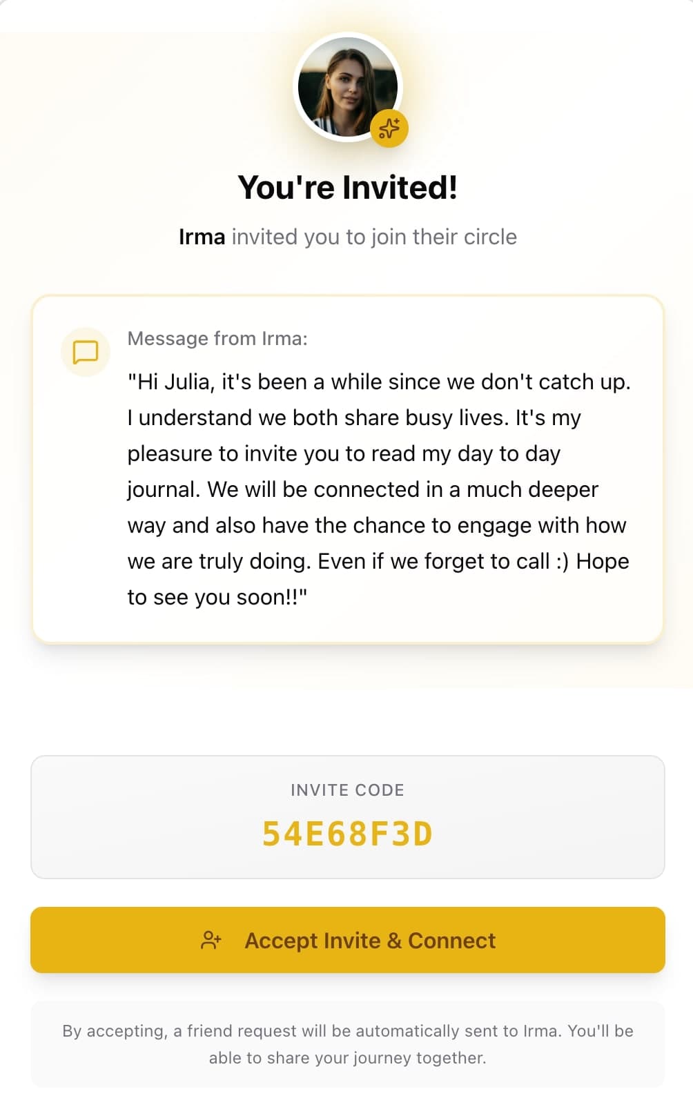 Friend invitation interface